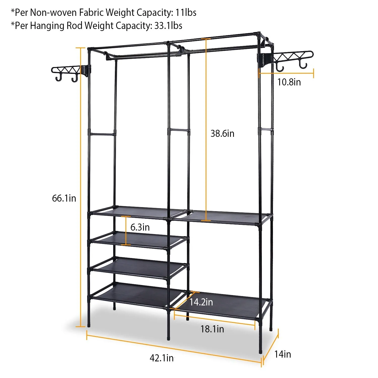 Metal Garment Rack Shoe Clothing Organizer Shelves