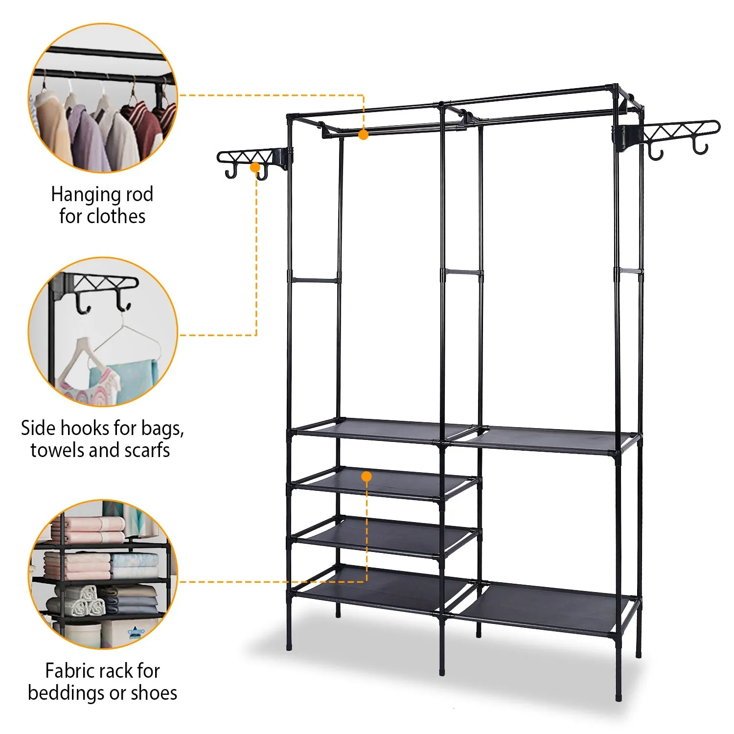 Metal Garment Rack Shoe Clothing Organizer Shelves