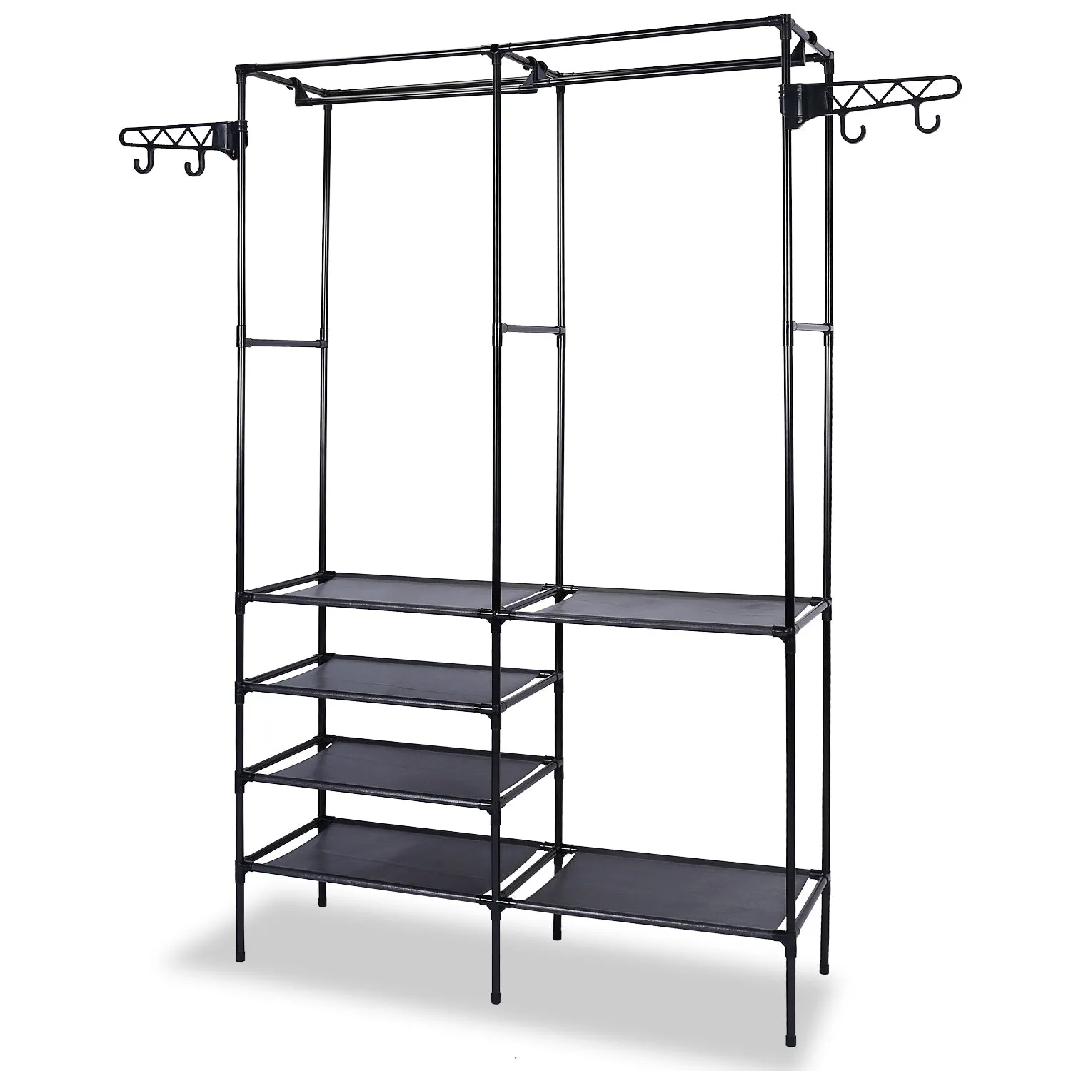 Metal Garment Rack Shoe Clothing Organizer Shelves