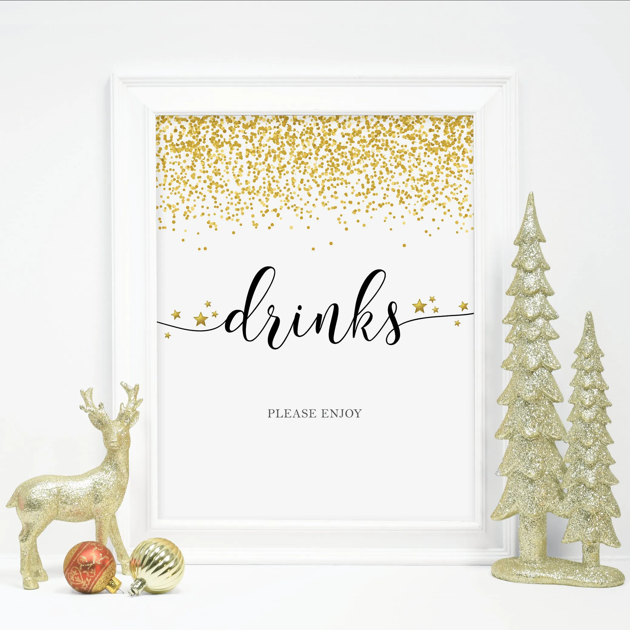 New Year's Drinks Sign Printable, New Years Eve Decorations, INSTANT DOWNLOAD - NY100