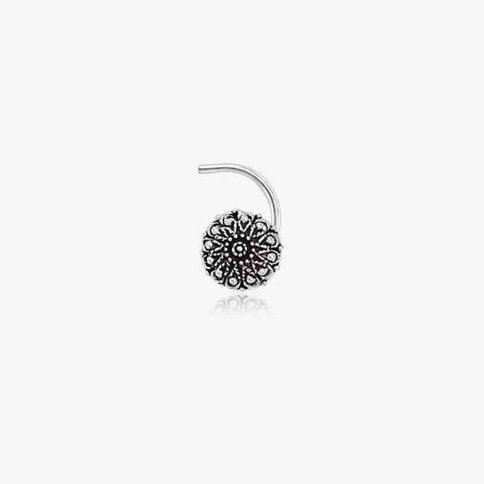 Oxidized Floral Detail Nose Pin