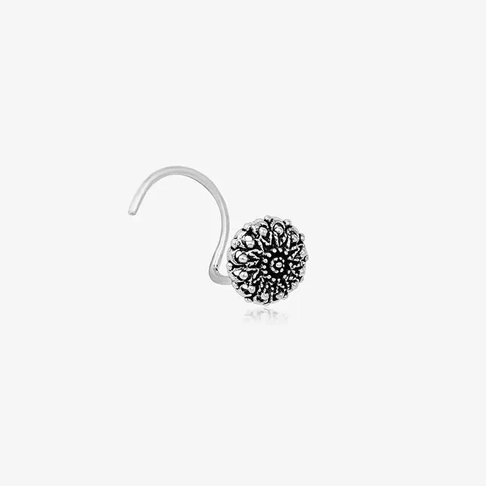 Oxidized Floral Detail Nose Pin