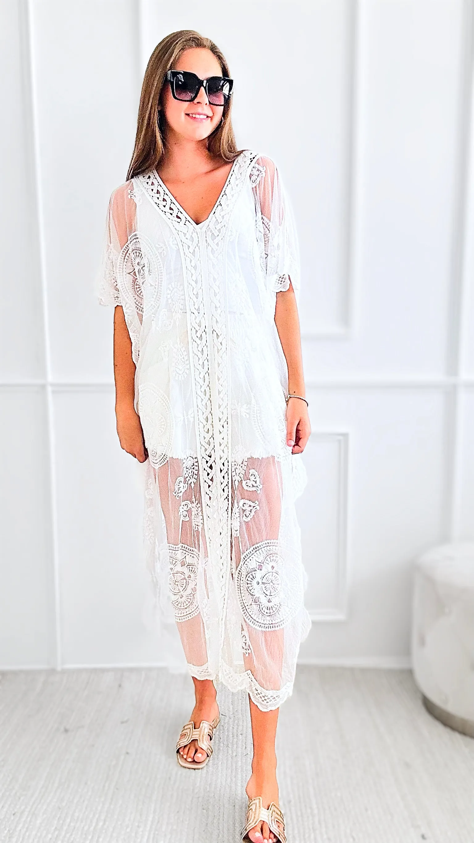 Paisley Crochet Italian Cover-Up - White