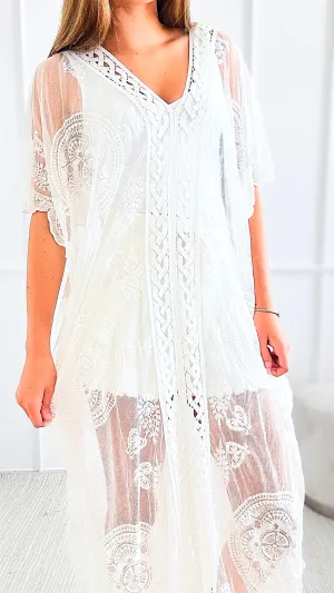 Paisley Crochet Italian Cover-Up - White