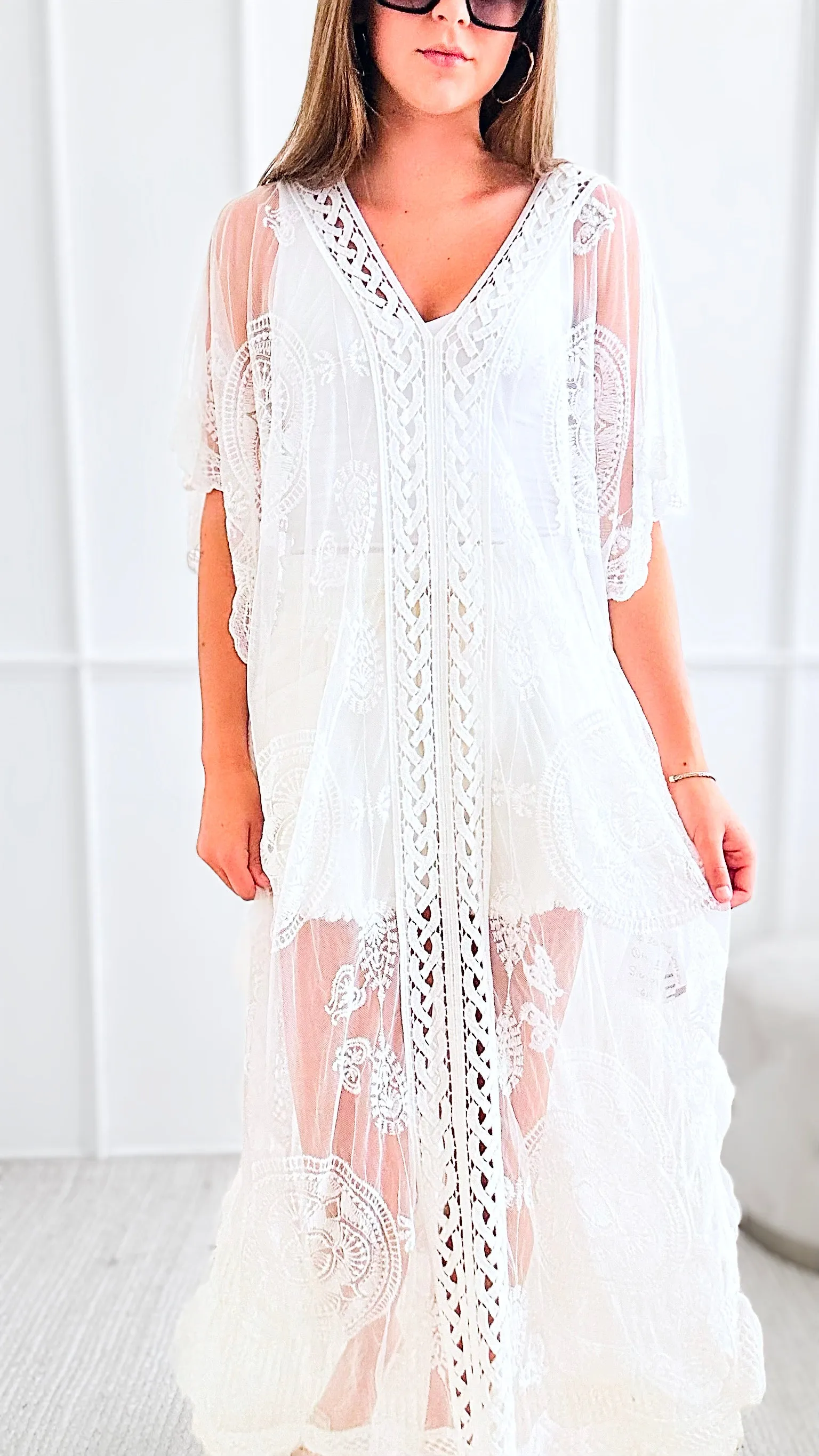 Paisley Crochet Italian Cover-Up - White