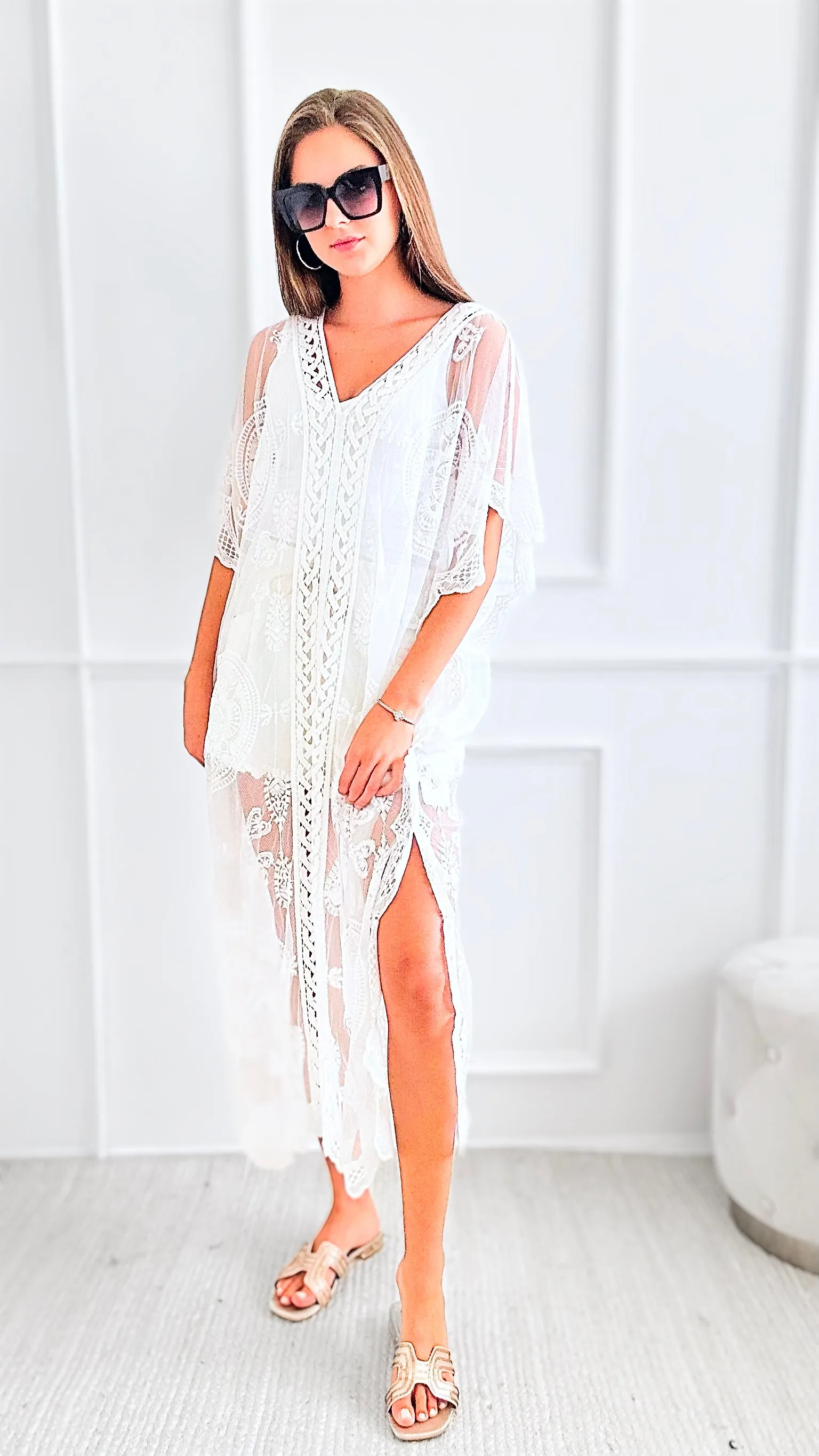 Paisley Crochet Italian Cover-Up - White