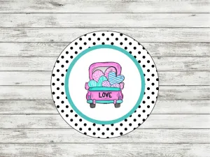 Polka Dot Love Pink Truck Door/Wreath Sign