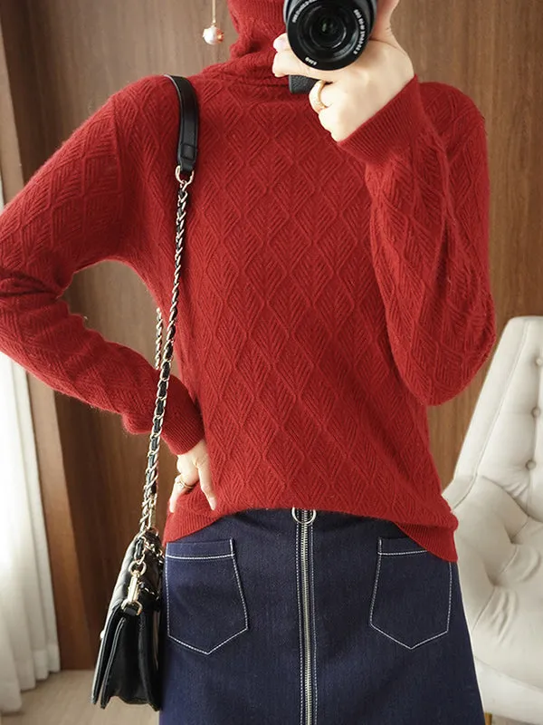 Solid Color Long Sleeves High-Neck Sweater Tops