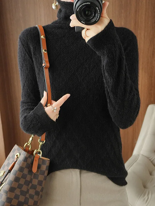 Solid Color Long Sleeves High-Neck Sweater Tops