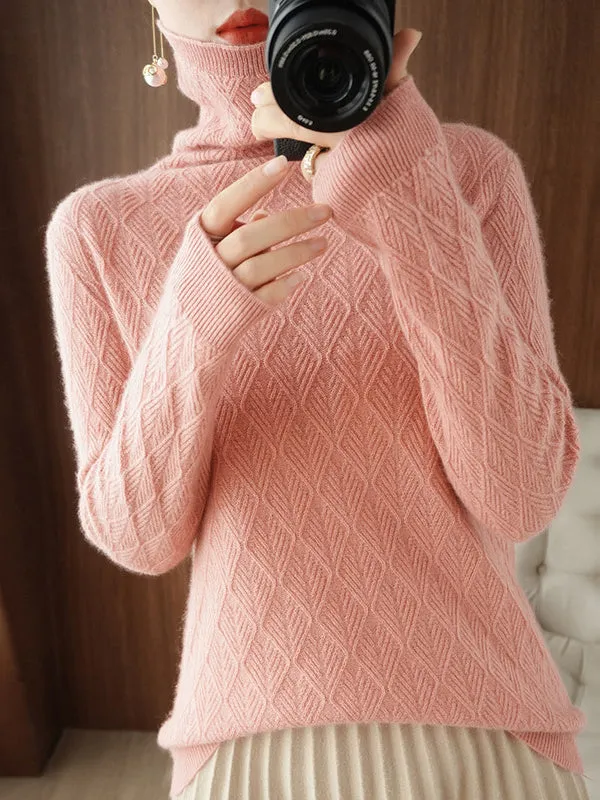 Solid Color Long Sleeves High-Neck Sweater Tops