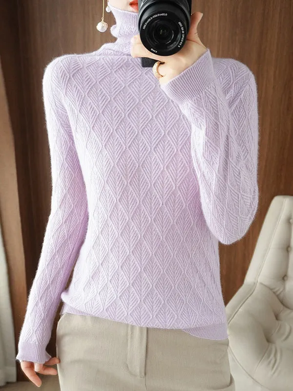 Solid Color Long Sleeves High-Neck Sweater Tops