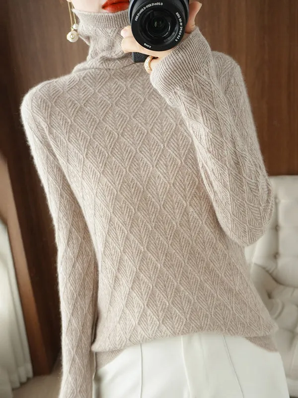 Solid Color Long Sleeves High-Neck Sweater Tops