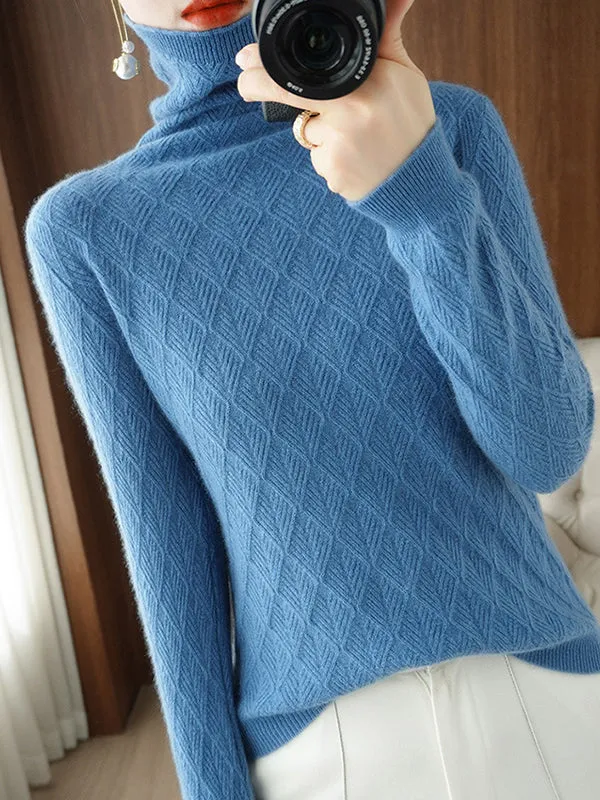 Solid Color Long Sleeves High-Neck Sweater Tops