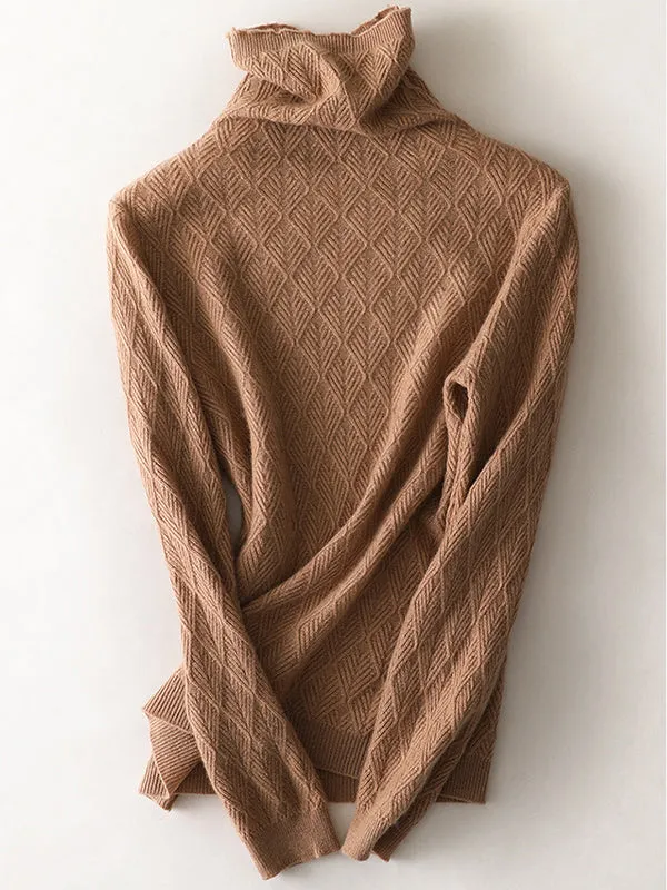 Solid Color Long Sleeves High-Neck Sweater Tops