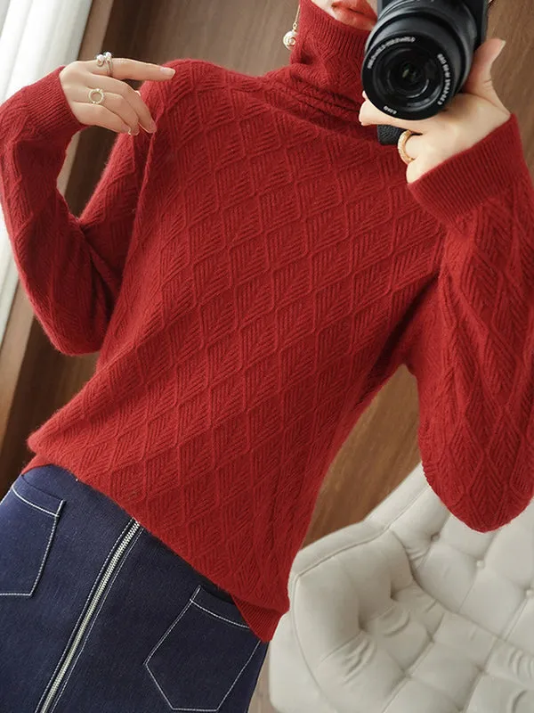 Solid Color Long Sleeves High-Neck Sweater Tops