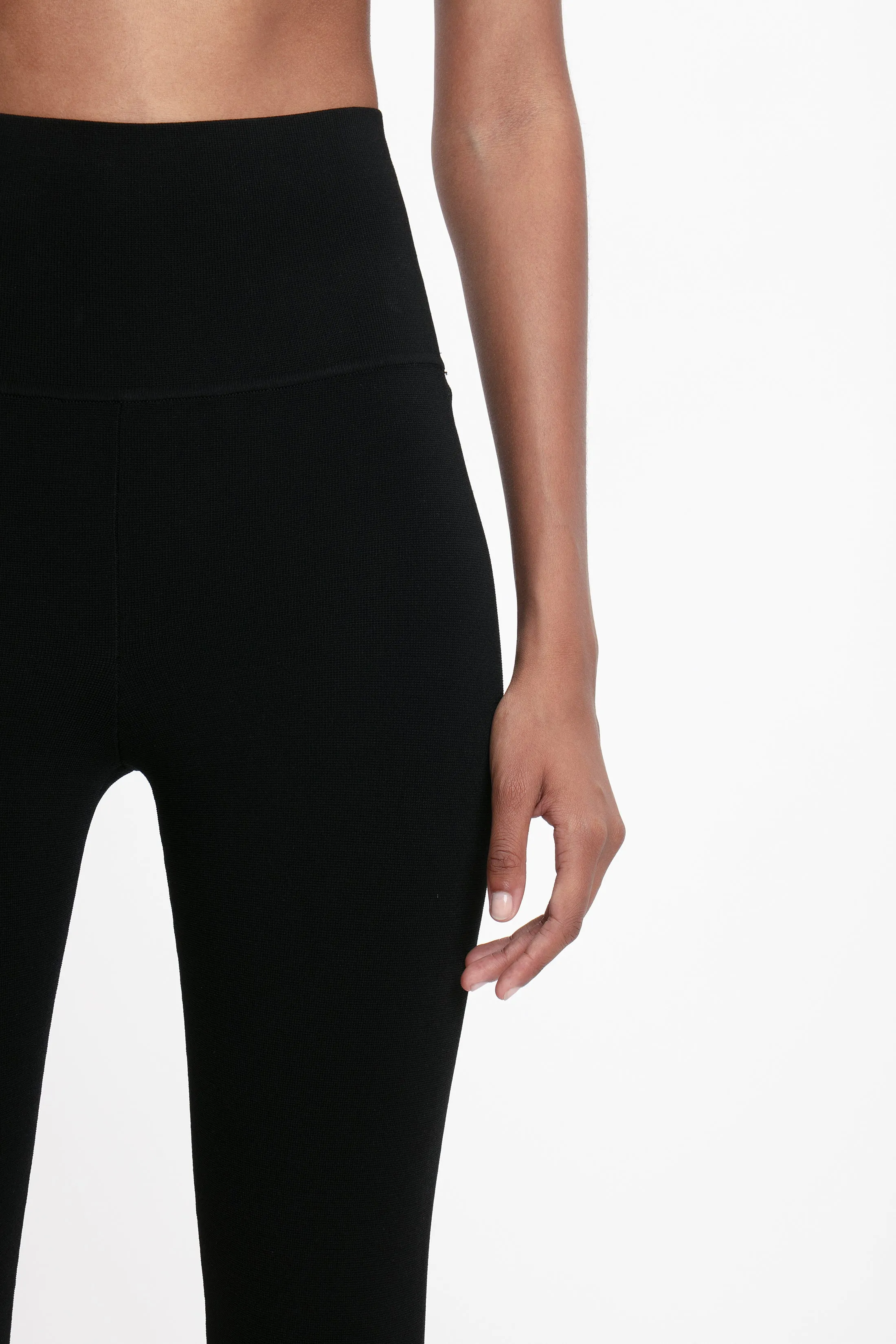 Split Front Leggings In Black