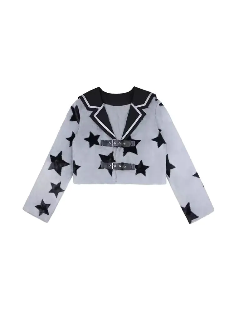 Star Sailor Collar Warm Cotton Jacket【s0000006504】