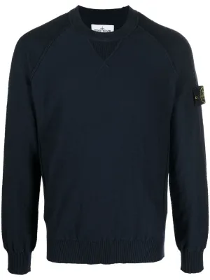 STONE ISLAND LOGO-PATCH CREW NECK SWEATSHIRT