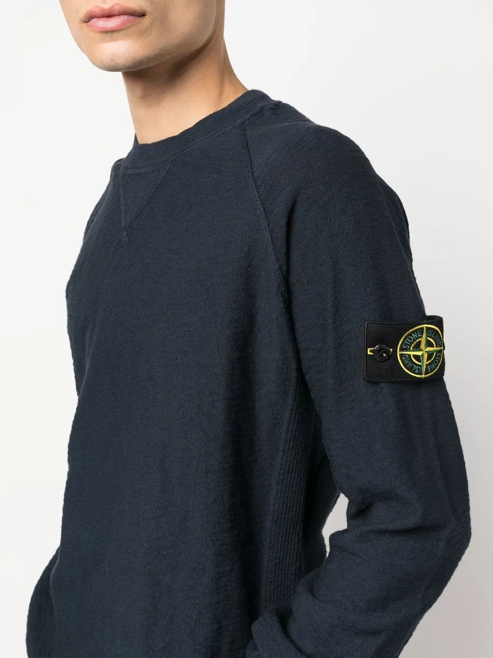 STONE ISLAND LOGO-PATCH CREW NECK SWEATSHIRT