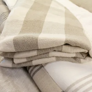 Stripe Heavy Linen Rustic Fabric, Stonewashed 380 g/m²