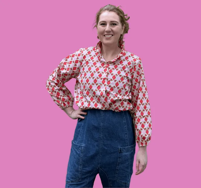 The Katherine Top - Tomato Red Argyle (Pre-Order Today)