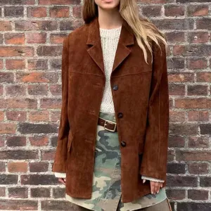 Vintage Brown Suede New Loose Oversized Casual Street Coat