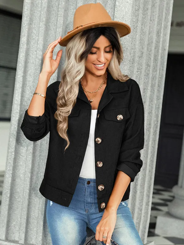 Women's fashion versatile jacket corduroy jacket