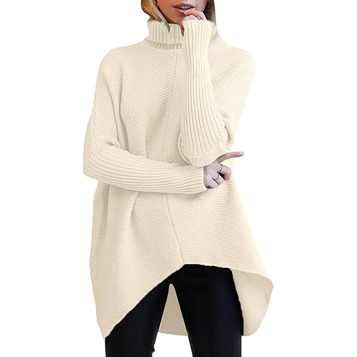 Women's High Neck Long Sweater