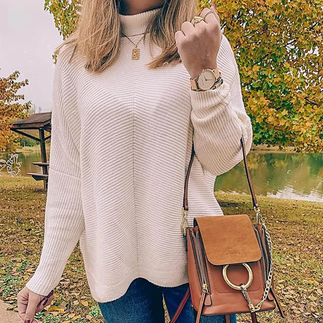 Women's High Neck Long Sweater