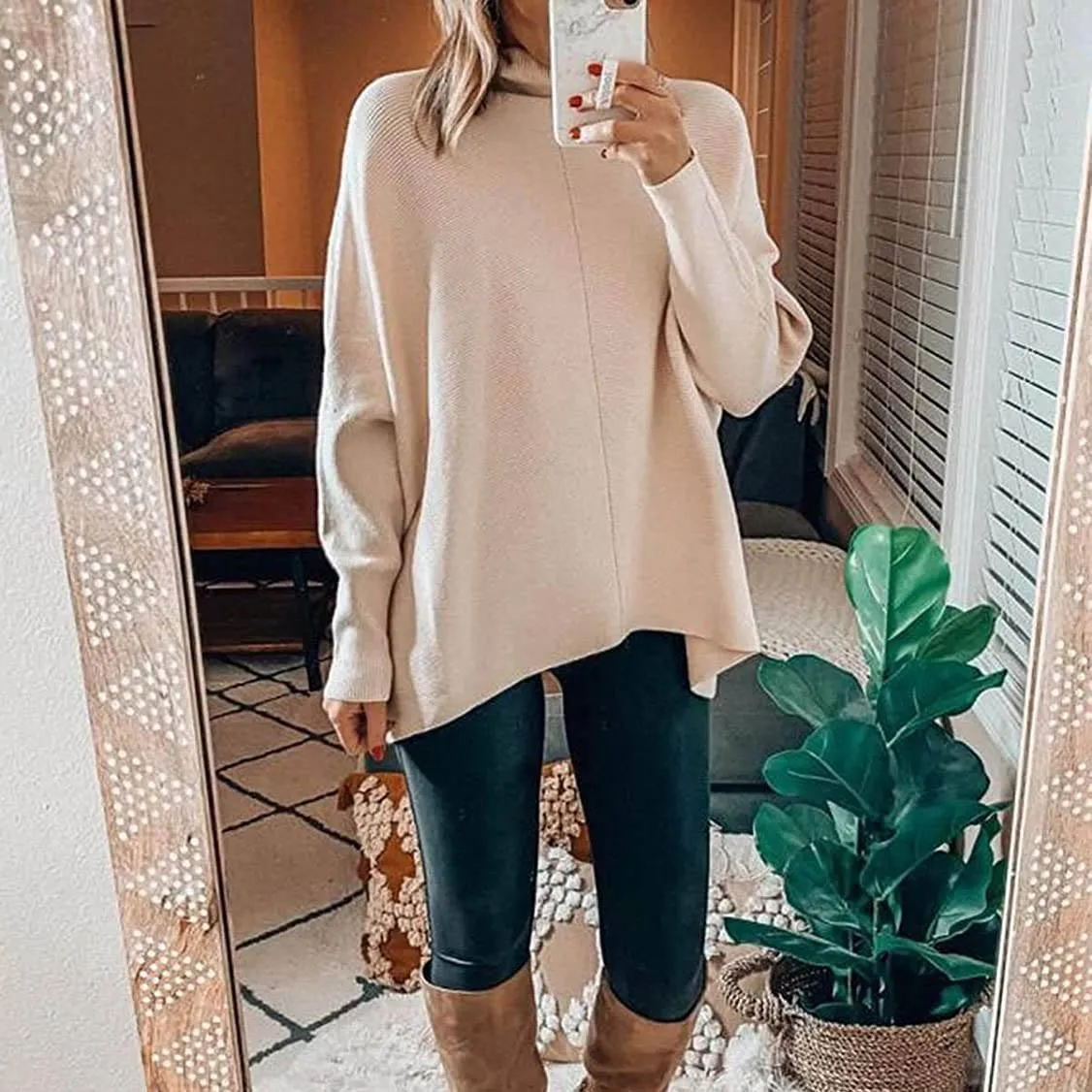 Women's High Neck Long Sweater