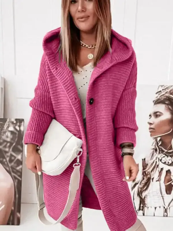 women’s loose hooded sweater cardigan sweater