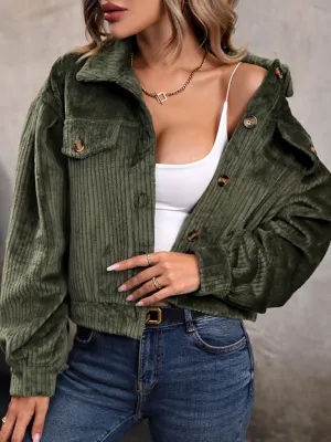 Women's New Solid Color Plush Casual Short Jacket