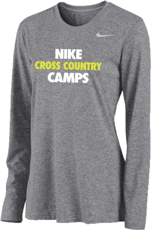 Womens Nike Cross Country Camps Long Sleeve Dri-Fit Tee - Carbon Heather