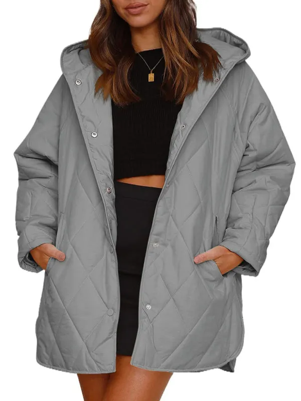 Women's oversize Loose Hooded Quilted Jacket